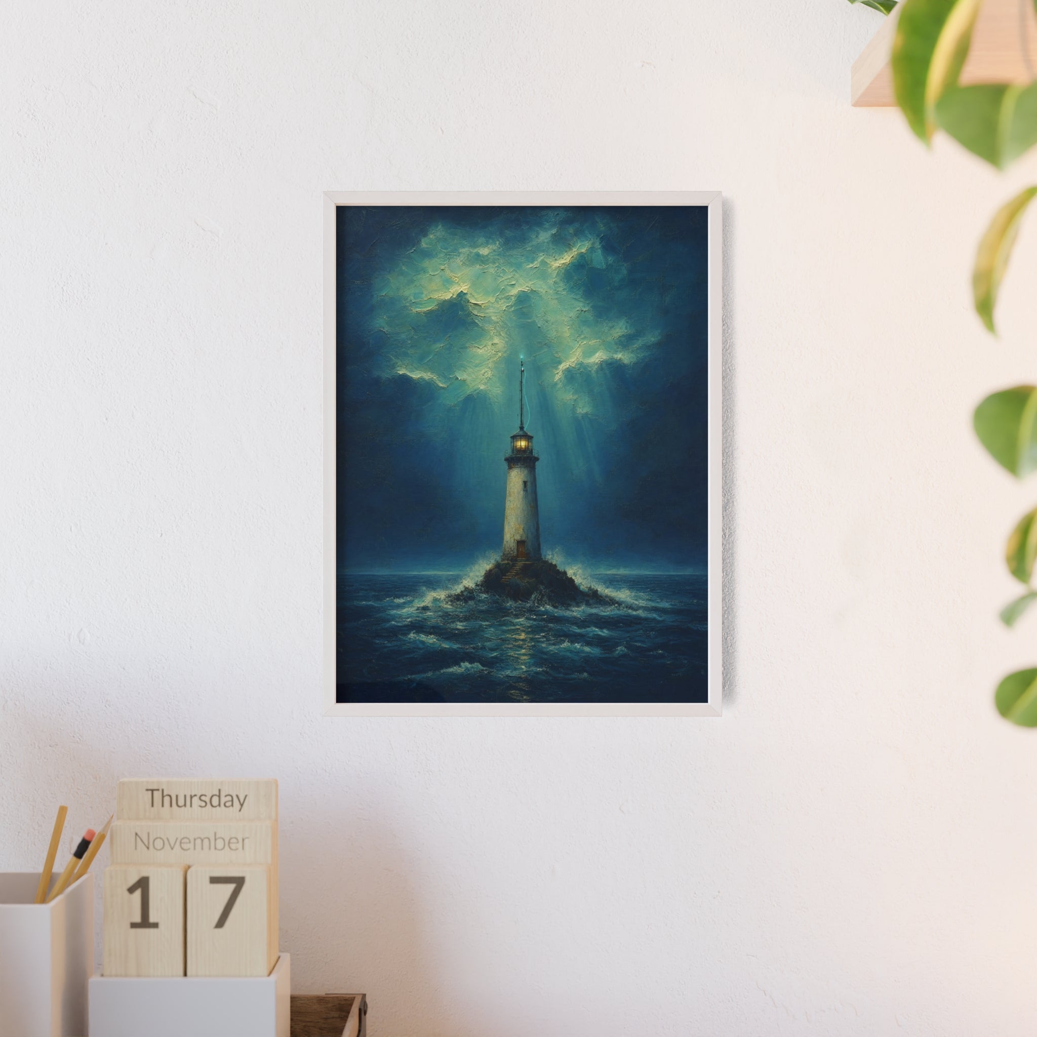 El faro y la señal — Cuadro enmarcado