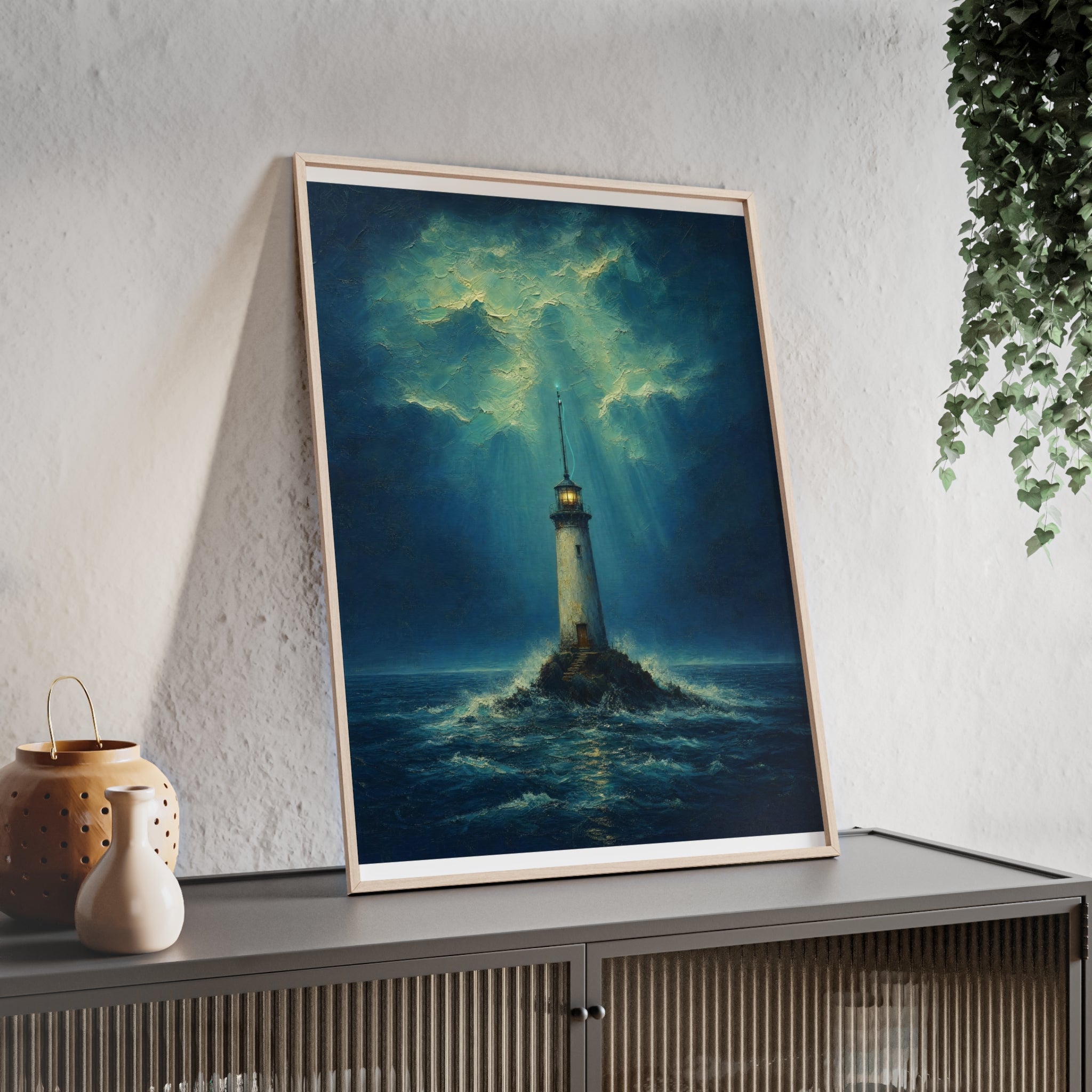 El faro y la señal — Cuadro enmarcado